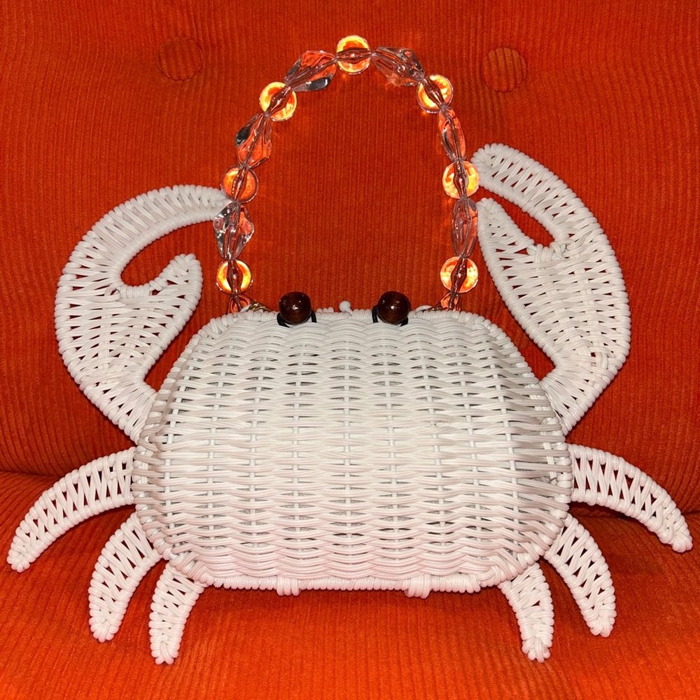 🦋Viral TikTok White Crab Rattan Bag Purse - NEW